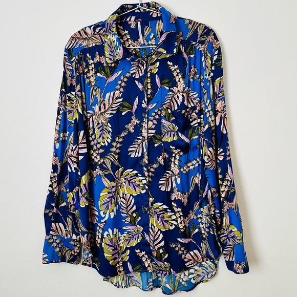 Free people under the palms button down blouse floral boho - Picture 6 of 8